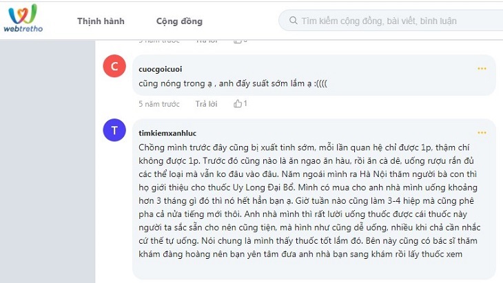 Phản hồi của khách hàng về bài thuốc Uy Long Đại Bổ